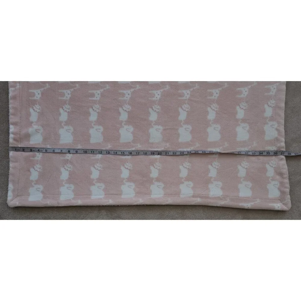Lullaby Kids Pink White Fleece Baby Blanket Lion Elephant Giraffe Circus Parade